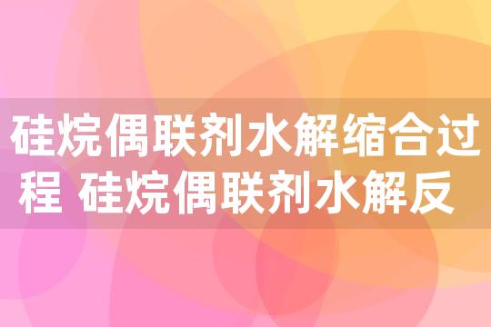 硅烷偶联剂水解缩合过程 硅烷偶联剂水解反应